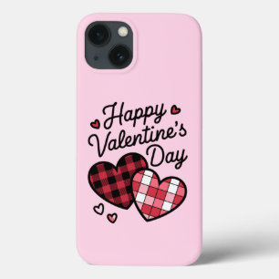 Frohe Valentinstag Leopard Plaid Liebesherz Case-Mate iPhone Hülle