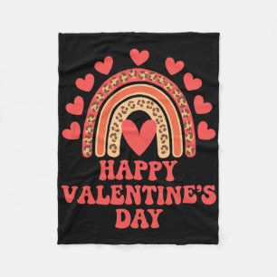 Frohe Valentinstag Leopard Regenbogen Herz Valent Fleecedecke