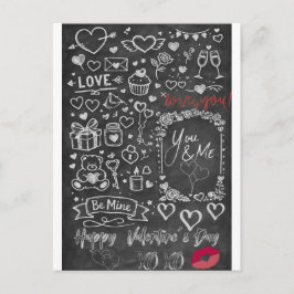 Frohe Valentinstag - Liebe Schiefertafel Postkarte