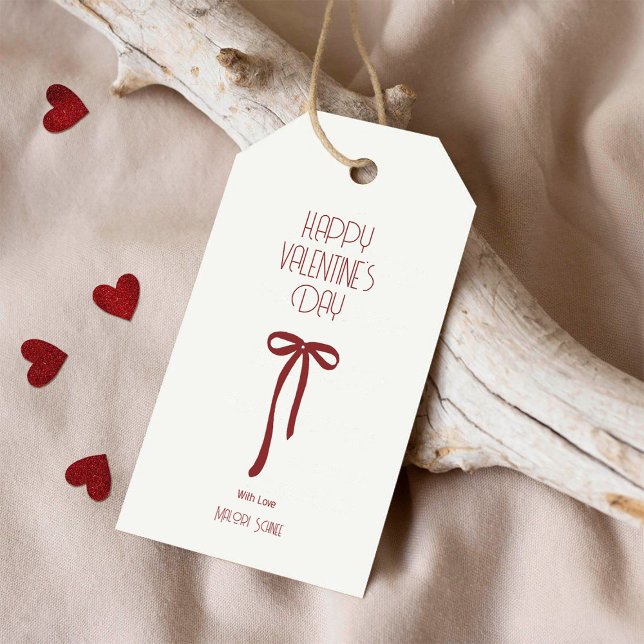 Frohe Valentinstag – Minimaler Schleifenbogen Geschenkanhänger (Von Creator hochgeladen)