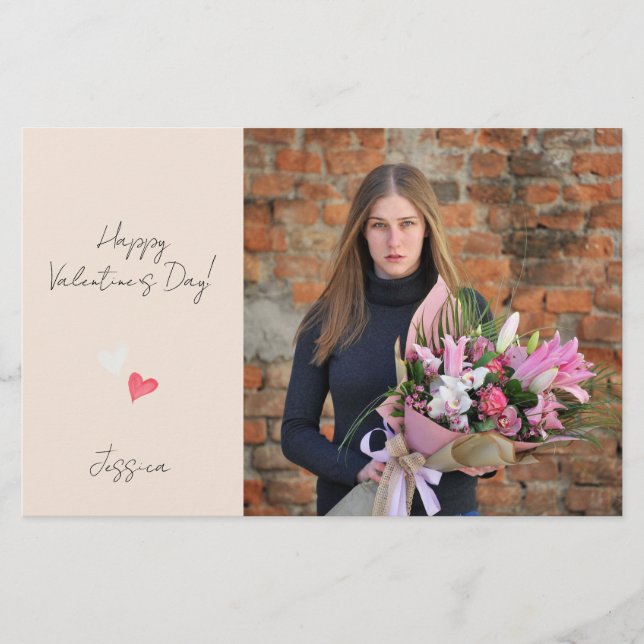 Frohe Valentinstag Modern Script Foto Briefpapier (Vorderseite)