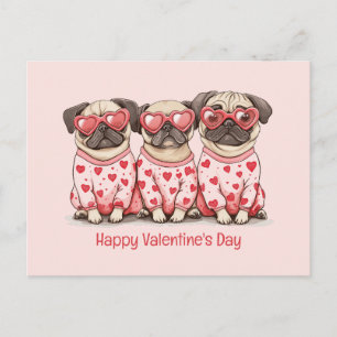 Frohe Valentinstag Möpse Feiertagspostkarte