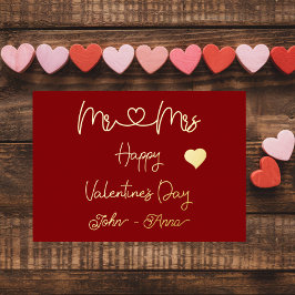Frohe Valentinstag Mr & Mrs Folien Feiertagskarte