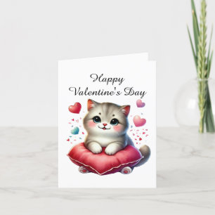 Frohe Valentinstag Nachricht hinzufügen Katze Feiertagskarte