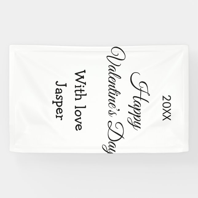 Frohe Valentinstag Name Liebe einfach Jahr stilvol Banner (Horizontal)