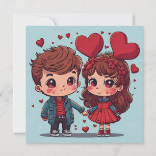 Frohe Valentinstag-Paar-Flachkarte Feiertagskarte