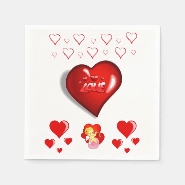Frohe Valentinstag Papier Servietten (Vorderseite)
