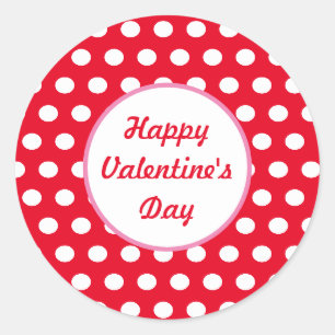 Frohe Valentinstag Polka Dot Runde Aufkleber