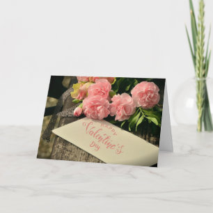 Frohe Valentinstag Rosa Blumen für Sie Karte