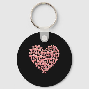 Frohe Valentinstag Rosa Coquette Bogen Herz Mädche Schlüsselanhänger