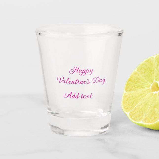 Frohe Valentinstag rosa Text Namensnachricht Schnapsglas (Vorderseite)