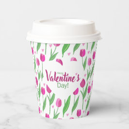 Frohe Valentinstag rosa Tulpen Pappbecher