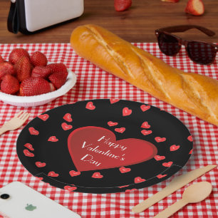 Frohe Valentinstag Rot Herz Papier Teller