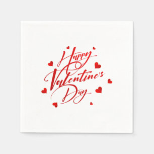 Frohe Valentinstag Rot Typography und Herzen Serviette