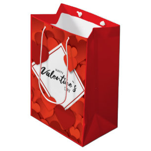 Frohe Valentinstag-Rote Herzen Mittlere Geschenktüte