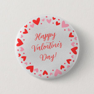 Frohe Valentinstag-Schmetterlinge Kreis der Herzen Button