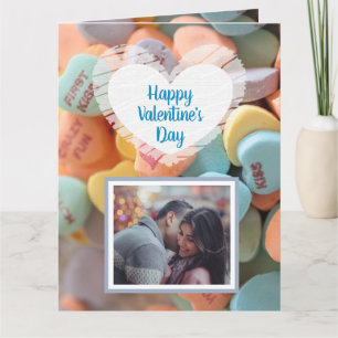 Frohe Valentinstag-Schokoladen-Herzen-Fotokarte Karte