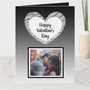 Frohe Valentinstag Schwarze Ombre Fotokarte Karte