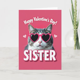 Frohe Valentinstag Schwester Katze Karte