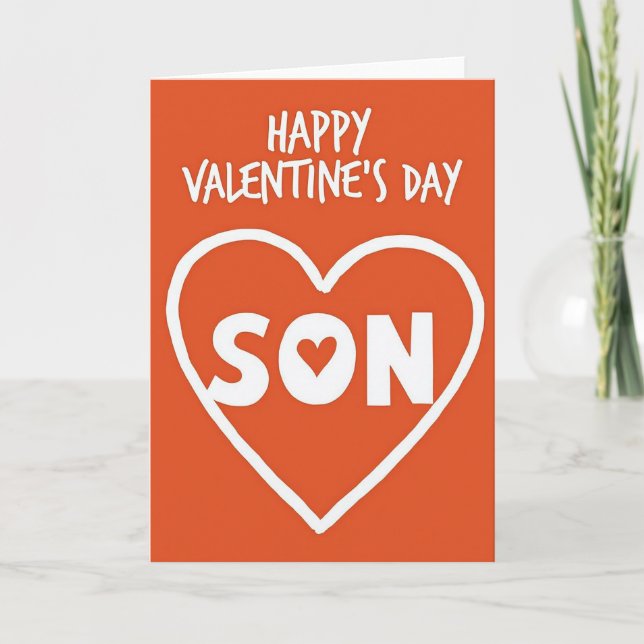 Frohe Valentinstag Sohn Herz Karte (Vorderseite)