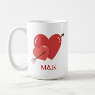 Frohe Valentinstag süße Liebesherzen Monogramm  Kaffeetasse