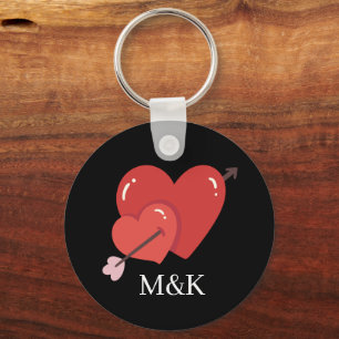 Frohe Valentinstag süße Liebesherzen Monogramm Schlüsselanhänger