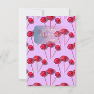 Frohe Valentinstag Süße Lollipop-Muster Rosa C Dankeskarte