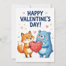 Frohe Valentinstag - Süßer Bär und Fuchs Liebe