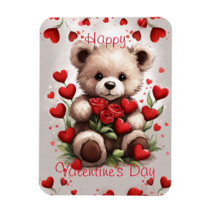 Frohe Valentinstag-Teddybär-Liebesherzen Magnet