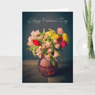 Frohe Valentinstag-Vase mit Blumen Allgemein Feiertagskarte