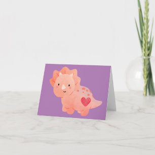 Frohe Valentinstag Wasserfarbe-Dinosaurier & Herz Karte