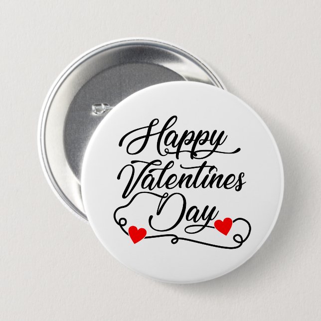 Frohe Valentinstag Wortkunst  Button (Vorne & Hinten)