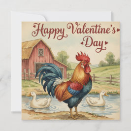 Frohe Valentinstagskarte Hahn Huhn Mitteilungskarte
