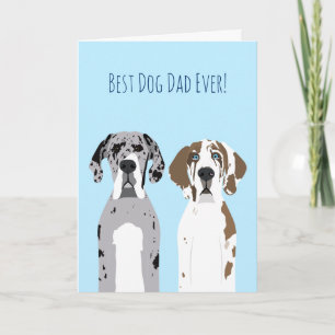 Frohe Vatertag süße große Doggen Hunde Blau Karte