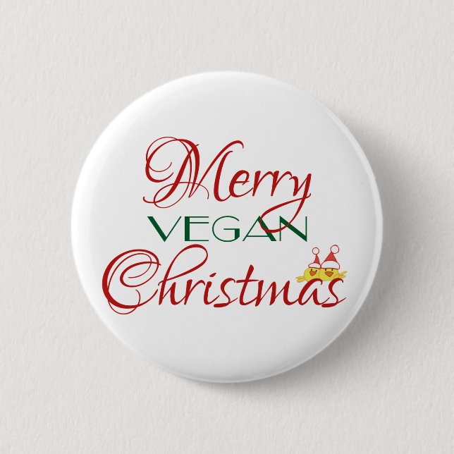 Frohe vegane Weihnachten Button (Vorderseite)