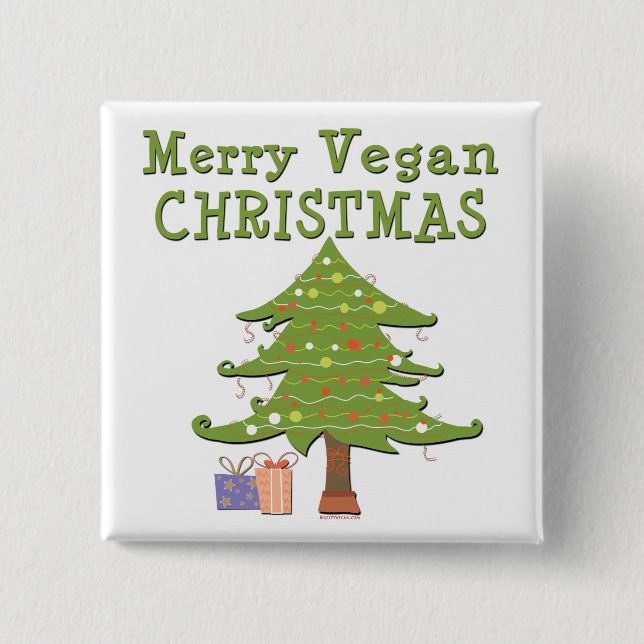 Frohe Vegane Weihnachten Button (Vorderseite)