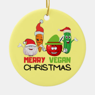 Frohe vegane Weihnachten Keramik Ornament