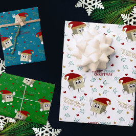 Frohe Vegane Weihnachten, lustiges Tofu Zitat Geschenkpapier Set
