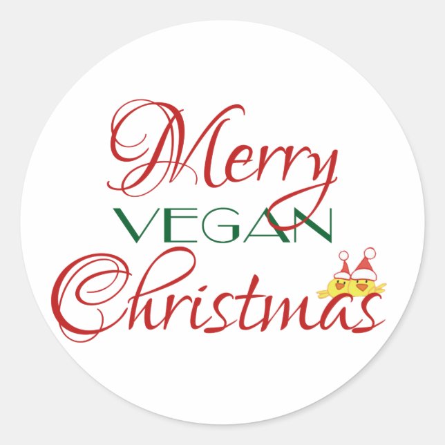 Frohe Vegane Weihnachten Runder Aufkleber (Vorderseite)