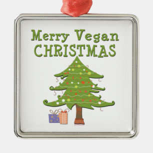 Frohe Vegane Weihnachten Silbernes Ornament