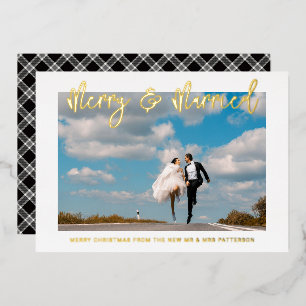 Frohe & Verheiratete Hochzeit Herr & Frau Erstes W Folieneinladung
