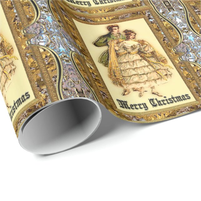 Frohe Viktorianische Weihnachten Geschenkpapier (Rolleneckpunkt)