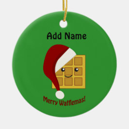 Frohe Wafflemas WeihnachtsWaffel Keramikornament