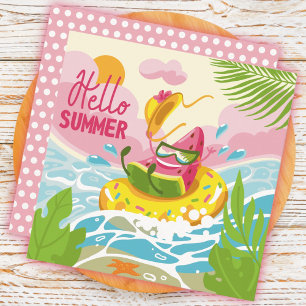 Frohe Wassermelone Hallo Sommer Grußkarte