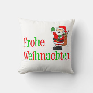 Frohe Weihnach German Christmas Santa Throw Pillow Kissen
