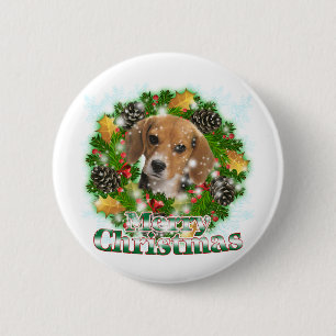 Frohe Weihnacht-Beagle Button