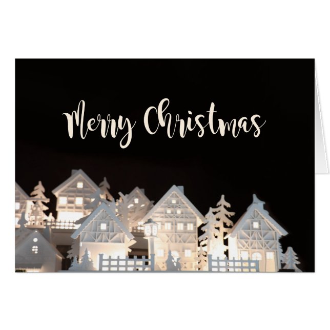 Frohe Weihnacht-belichtete Weihnachtshäuser (Vorderseite (Horizontal))