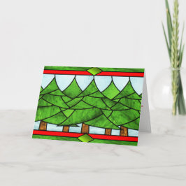 Frohe Weihnacht-Buntglas-Weihnachtsbaum-Karte Feiertagskarte
