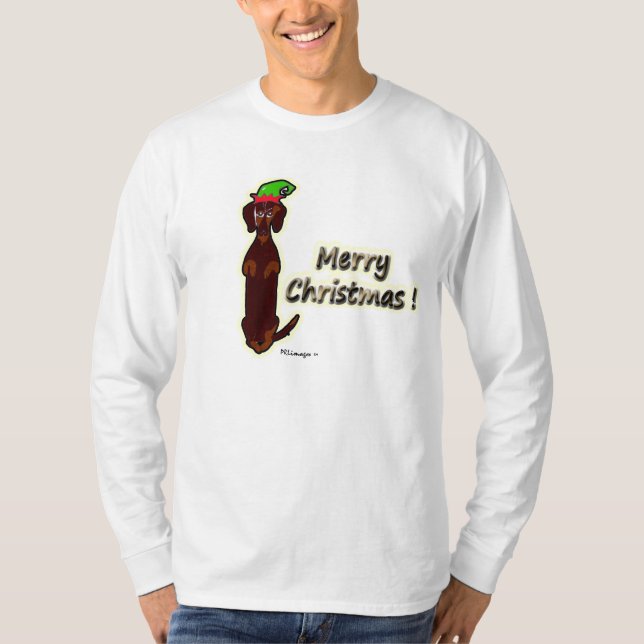 Frohe Weihnacht-Dackel-Sidney-T - Shirt (Vorderseite)