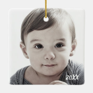 Frohe Weihnacht-datierte Foto-Verzierung Keramikornament